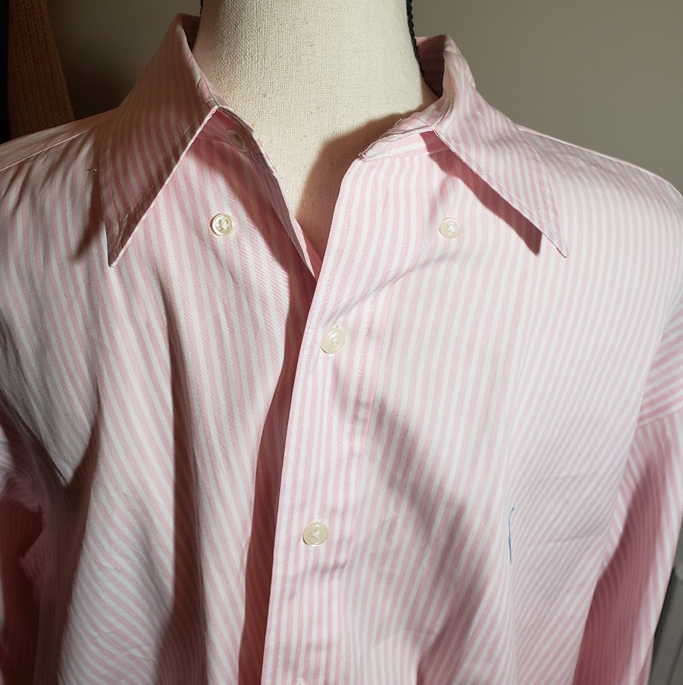 Ralph Lauren pink&white stripe dress shirt size L - Picture 4 of 5